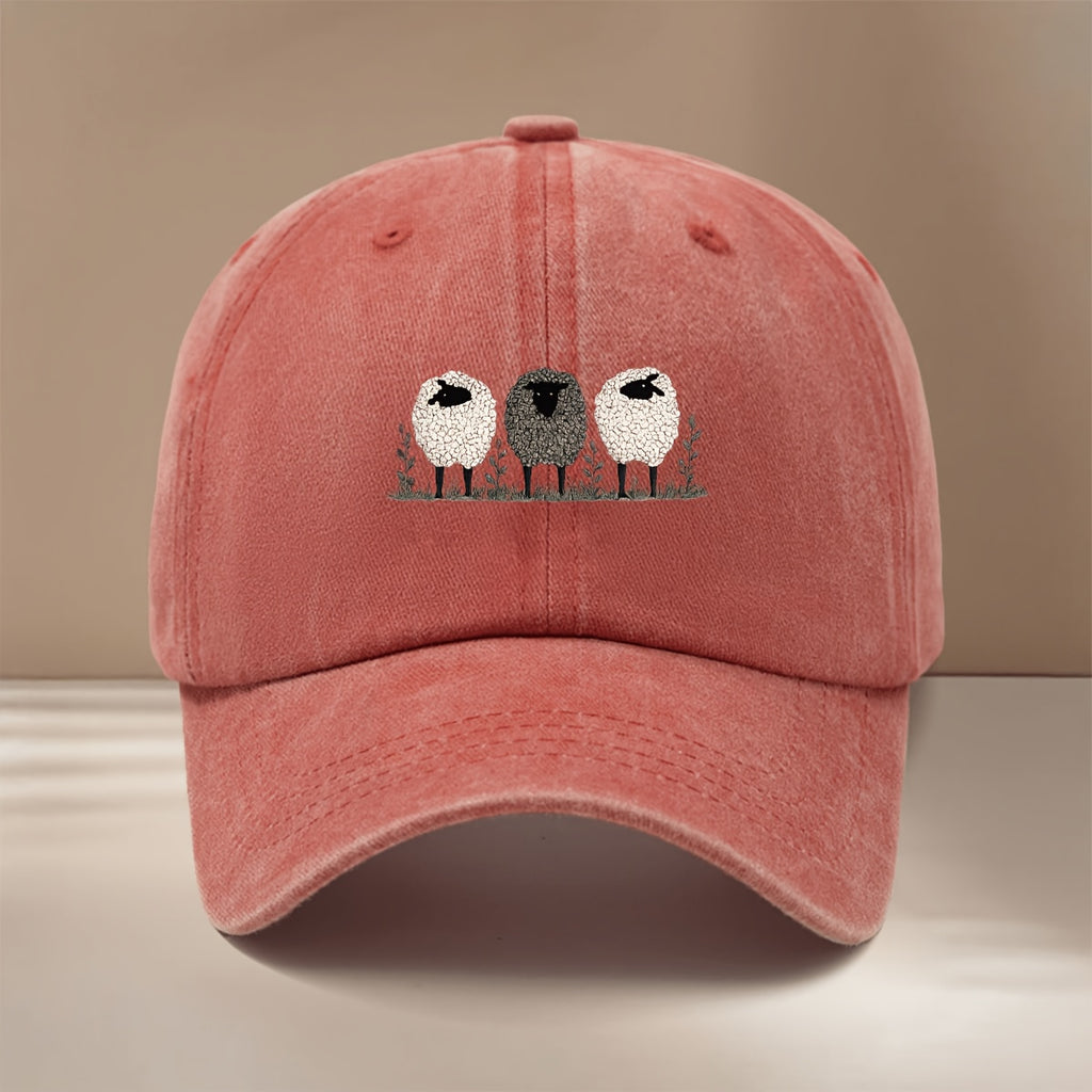 This Is a Baseball Cap with a Small Flock of Sheep Print, Suitable for All Seasons, with an Adjustable Size. It's a Unisex Hip-hop Hat, a Lightweight and Simple Snapback Cap for Outdoor Sports, Dinners, and Camping. It's a Trendy  Curved-brim Hat