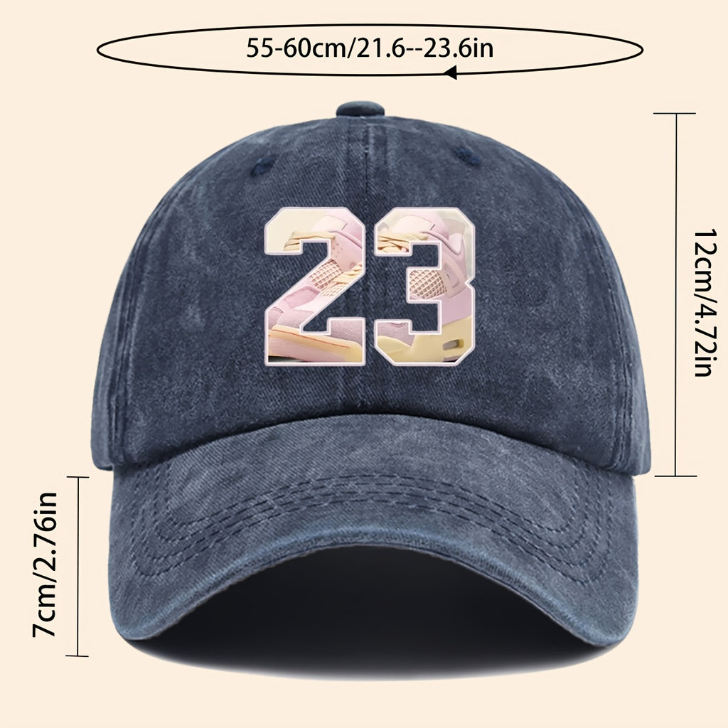 1pc Sports Element Digital "23" Design Printed Baseball Cap, Trendy Street Style Dad Hat, Fashionable Individual All-Match Baseball Cap, Adjustable Size, Hipster Trendy Hat, Street Skate Cap, Suitable for Daily Outings, Trendy Gatherings