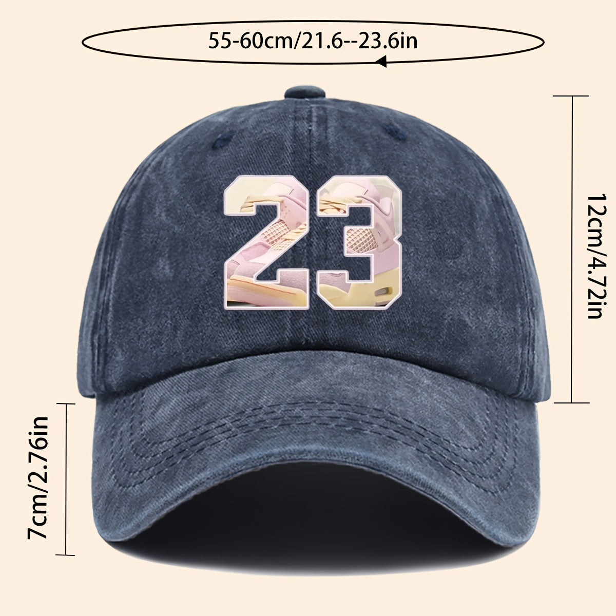 1pc Sports Element Digital "23" Design Printed Baseball Cap, Trendy Street Style Dad Hat, Fashionable Individual All-Match Baseball Cap, Adjustable Size, Hipster Trendy Hat, Street Skate Cap, Suitable for Daily Outings, Trendy Gatherings