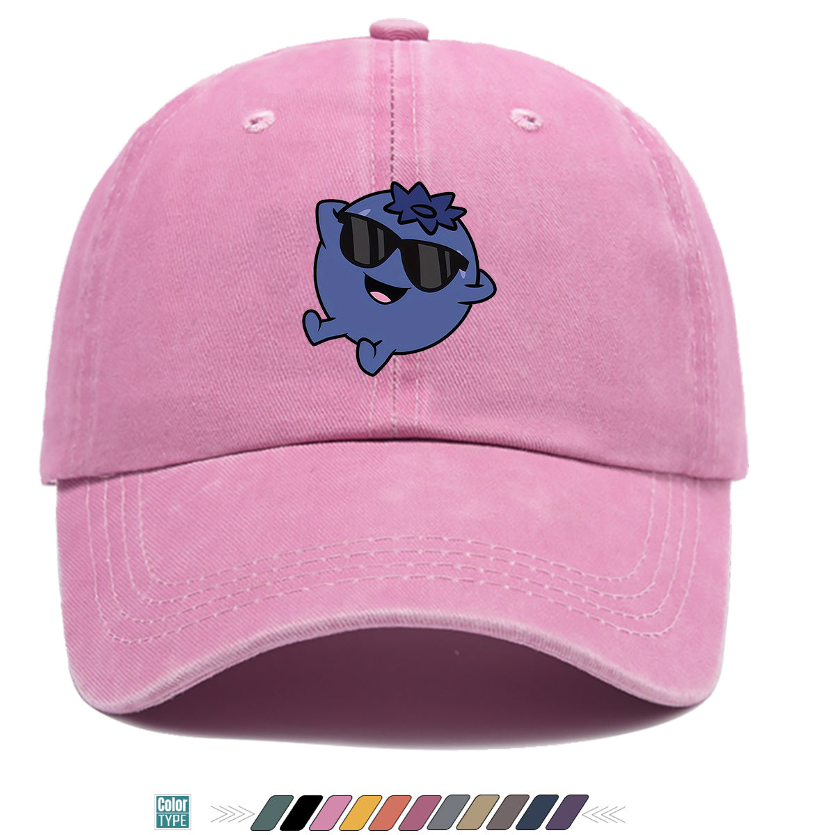 1pc Cartoon Blueberry Pattern Baseball Cap, Fun Sunglasses Flower Decoration, Comfortable And Breathable Sun Hat, Fashionable Cute Unisex Adjustable Dad Hat, Outing Hat, Best Friend Shopping Hat, Suitable for Picnics, Amusement Parks, Hiking