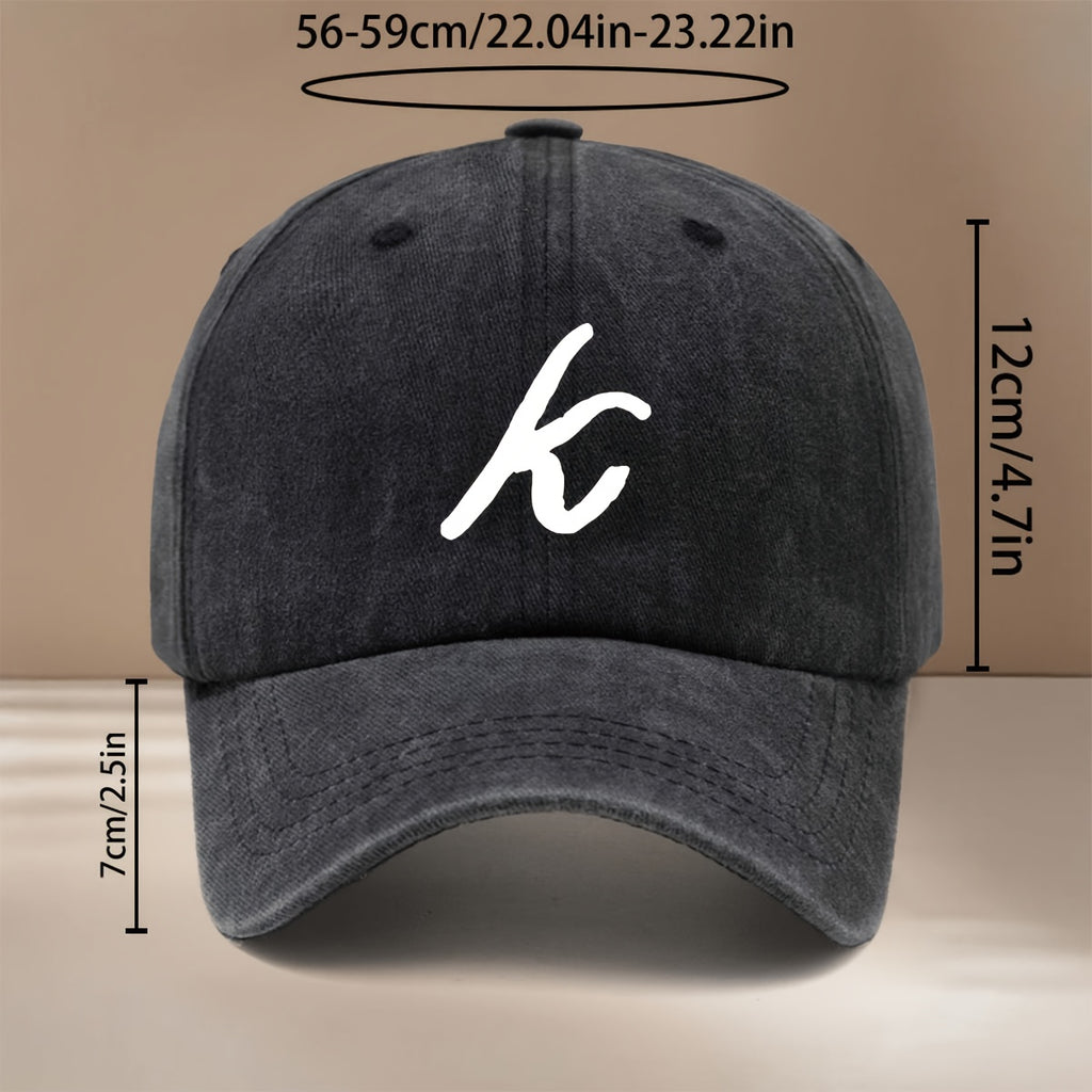 This Is a Comfortable And Trendy Baseball Cap Featuring a Handwritten Letter 'K' Design. It Has an Adjustable Size And Is Suitable for Both Men And Women. The Easy And Lightweight Curved-Brim Hat Is Perfect for Outdoor Sports, Gatherings