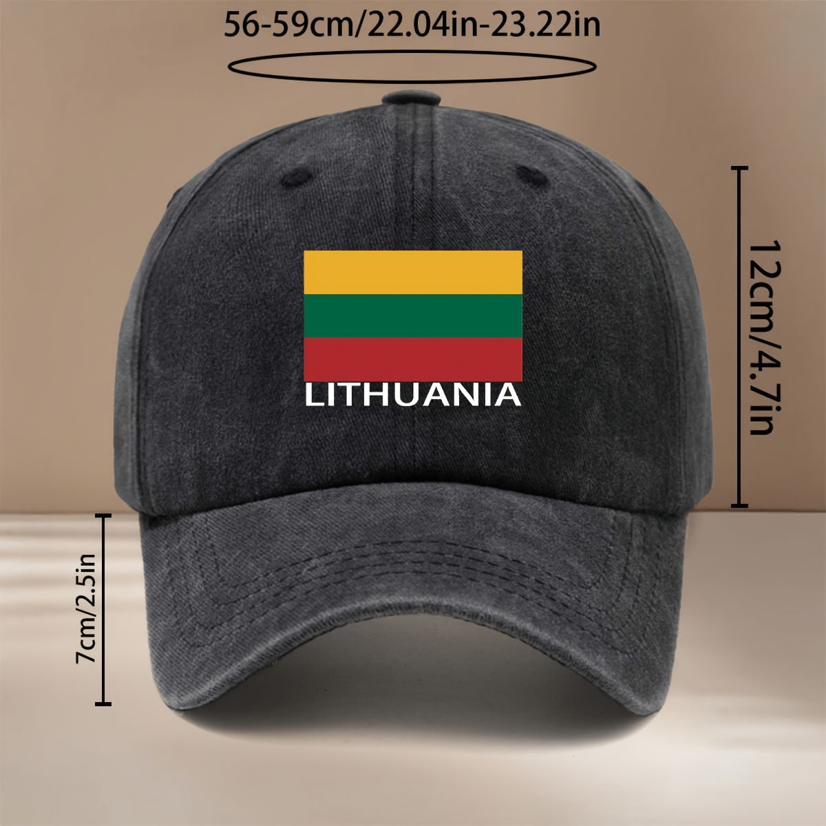 LITHUANIA Letter Flag Printed Pattern Baseball Cap Easy Comfortable Hip-Hop Hat All-Season Versatile Textured Brim Cap Lightweight Individual Duckbill Cap Unisex 6-Panel Cap Sports Event Support Matching Casual Hat Adjustable Size Style Trendy Fashi