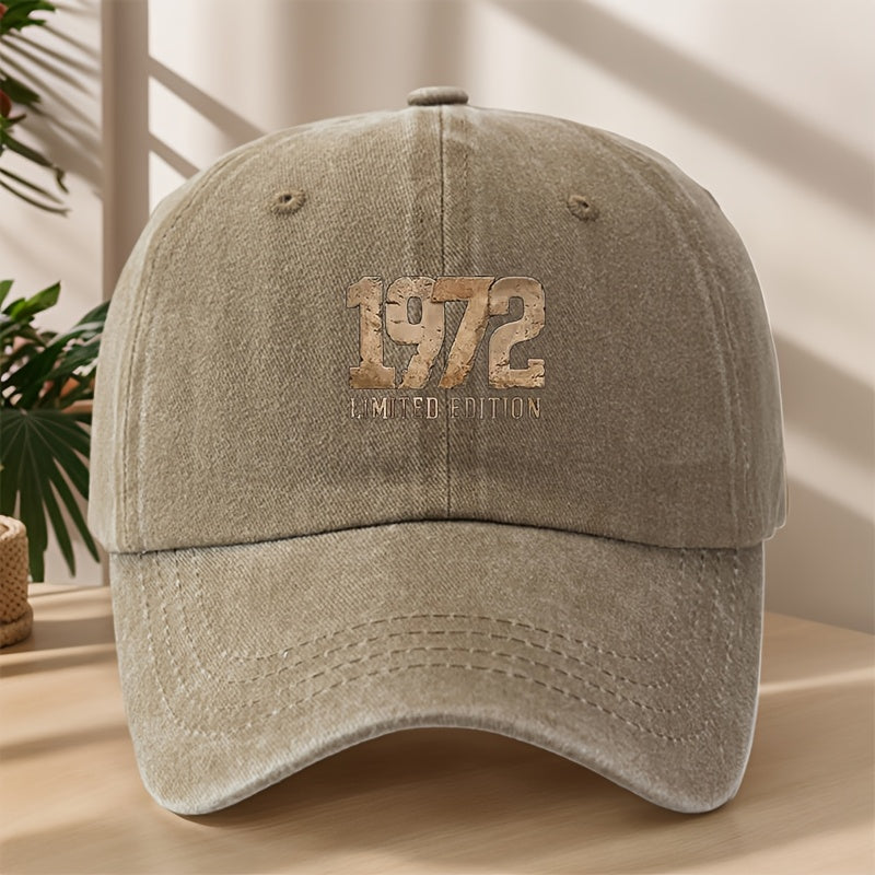 1972 Vintage Washed Duckbill Baseball Cap - Distressed Retro Print Suitable for Outdoor, Casual, Streetwear & Hip-Hop Hat, Lightweight Breathable Sweat-Absorbent Cap for Sports, Camping, Vacation,