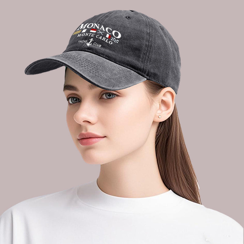 1pc New Baseball Cap, Monaco Monte Carlo Yacht Club Printed Design, Unisex Adjustable Size, Suitable for Outdoor Activities And Casual Wear, for Adults And Travel Enthusiasts