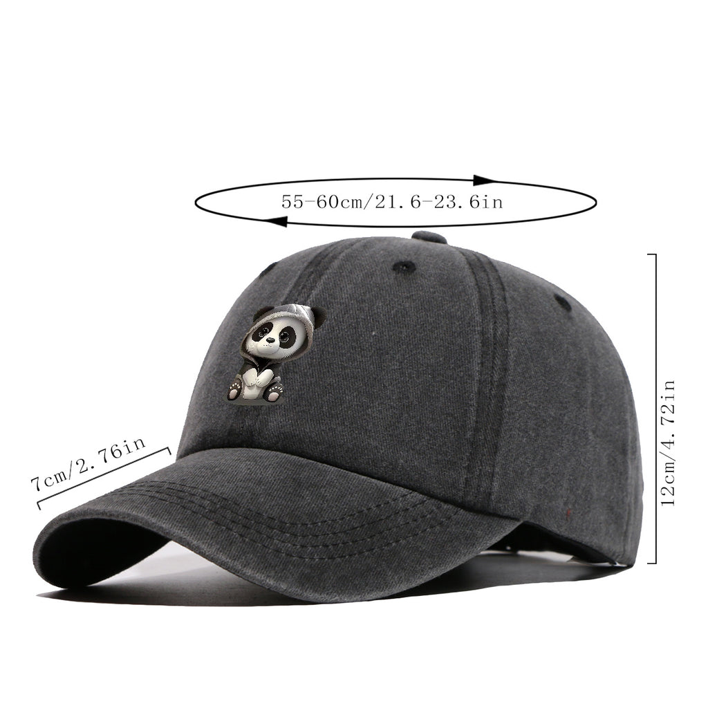 1pc Panda Hoodie Cartoon Print Baseball Cap Cute Panda Pattern Comfortable And Breathable Duck Tongue Hat Fashionable And Versatile Unisex Baseball Cap Adjustable Size Daily Hat Couple Outing Hat Suitable for Shopping, Playing, Dating, Daily Life