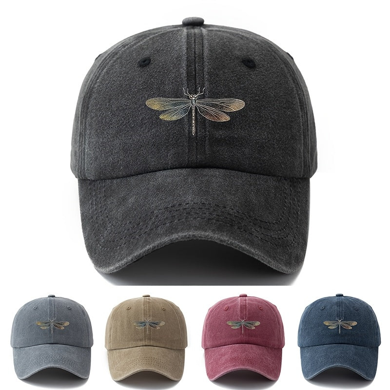 Unisex Fashion Printed Dragonfly Pattern Baseball Cap, Trendy Style Outdoor Sunshade Curved Brim Hat, Adjustable Size Outdoor Holiday Travel Camping Casual Duckbill Cap, Best Choice Gift Baseball Cap