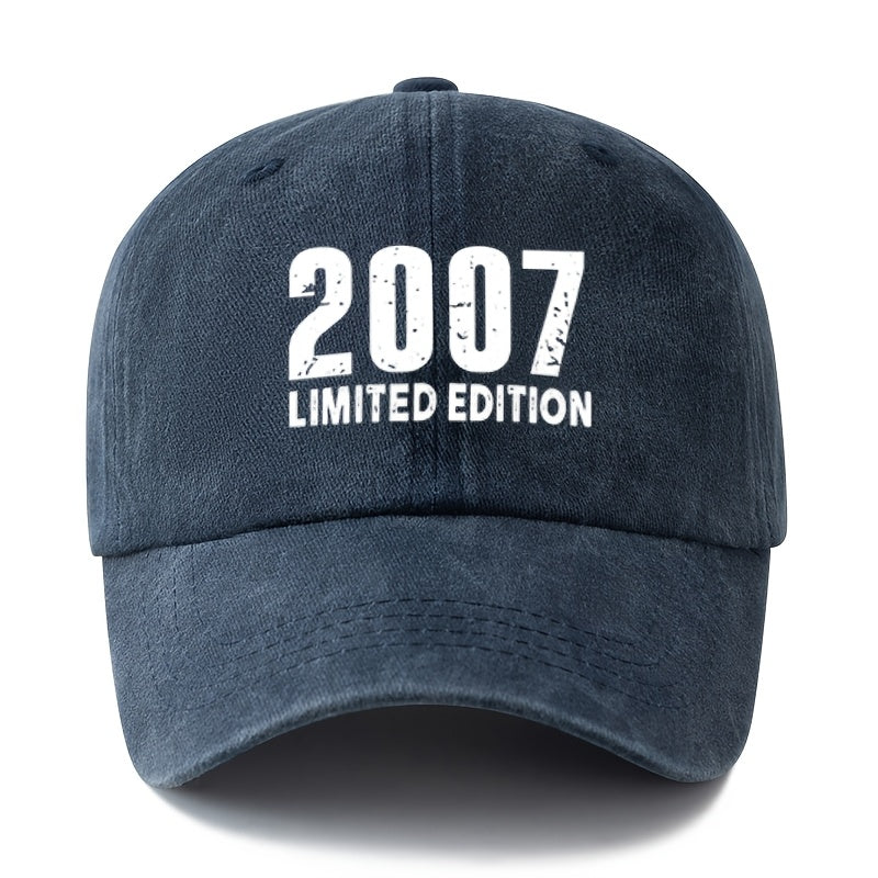 A 2007 LIMITED EDITION Unisex Fashionable and Versatile Printed Baseball Cap, Featuring a Classic Vintage Washed Outdoor Lightweight Curved Brim. This Trucker Baseball Cap Is Suitable for Casual Occasions Such as Outdoor Vacations