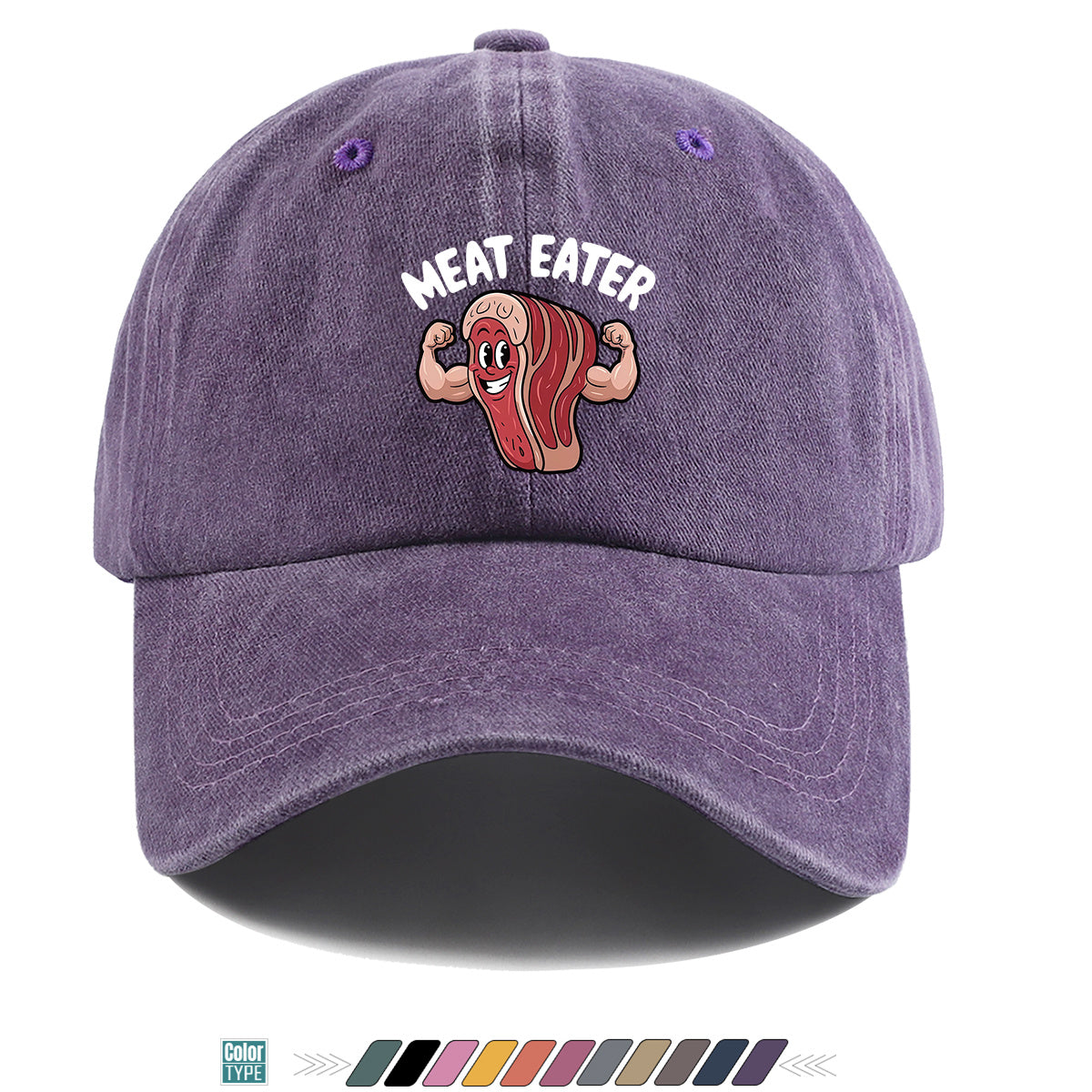 1pc 1pcs Muscle Steak Print Baseball Cap Suitable for Men & Women, Adjustable Duckbill Hat with Steak, Food-Themed Gift for BBQ Parties, Picnic, Outdoor, Casual Wear, Sports Hat for Foodie Friends, Birthday Present