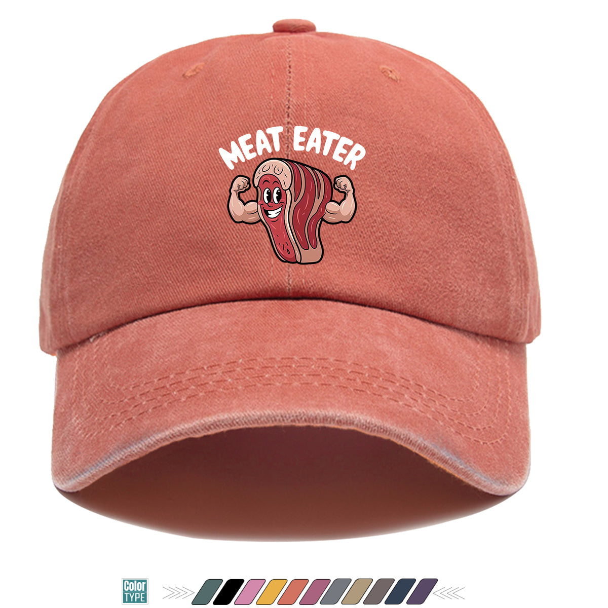 1pc 1pcs Muscle Steak Print Baseball Cap Suitable for Men & Women, Adjustable Duckbill Hat with Steak, Food-Themed Gift for BBQ Parties, Picnic, Outdoor, Casual Wear, Sports Hat for Foodie Friends, Birthday Present