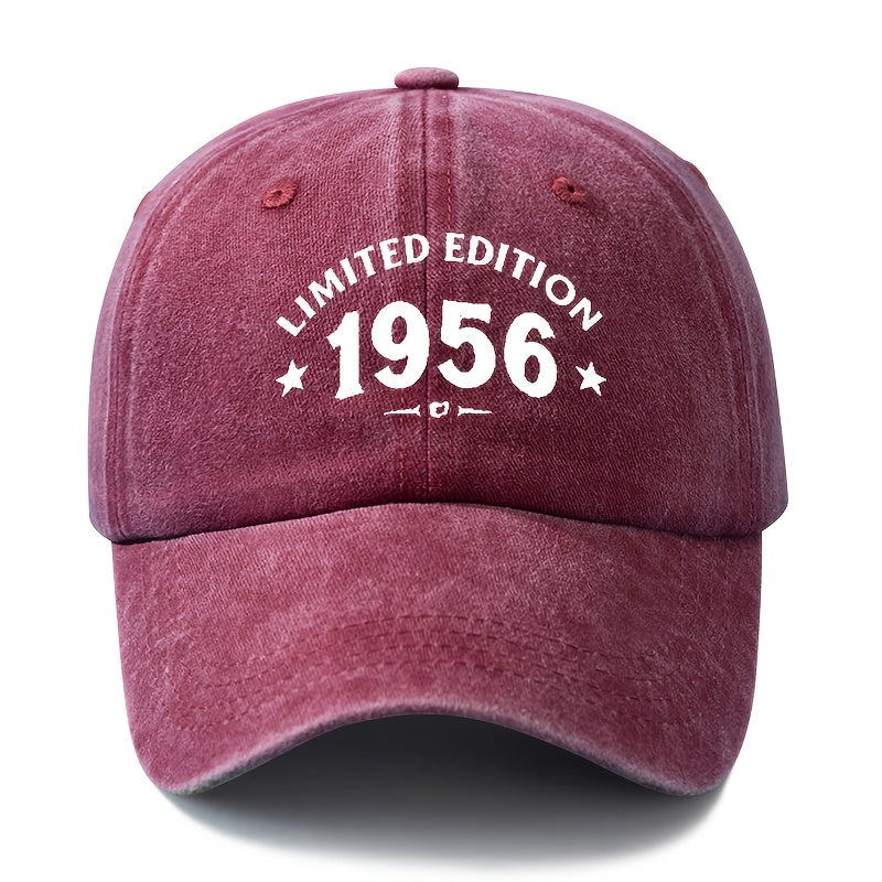 A Unisex, Fashionable and Versatile Printed LIMITED 1956 Baseball Cap, a Classic Retro Washed Outdoor Lightweight Curved Brim Cap, Suitable for Outdoor Vacations, Travel, Camping, and Other Casual Occasions, a Hip-hop Cap for Holiday Parties, a Casua