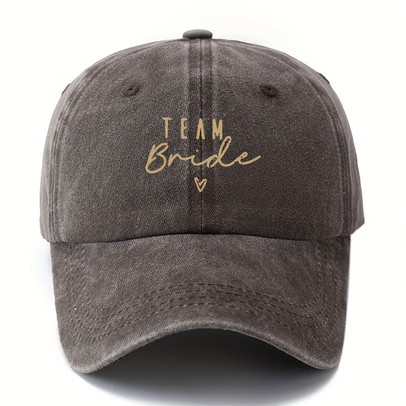 "TEAM Bride" Embroidered Baseball Cap - Stylish Black, Olive Green, Pink, And Navy Blue Options, Casual & Outdoor Lightweight Trucker Hat with Adjustable Snapback, Casual Headwear | Embroidered Design | Lightweight