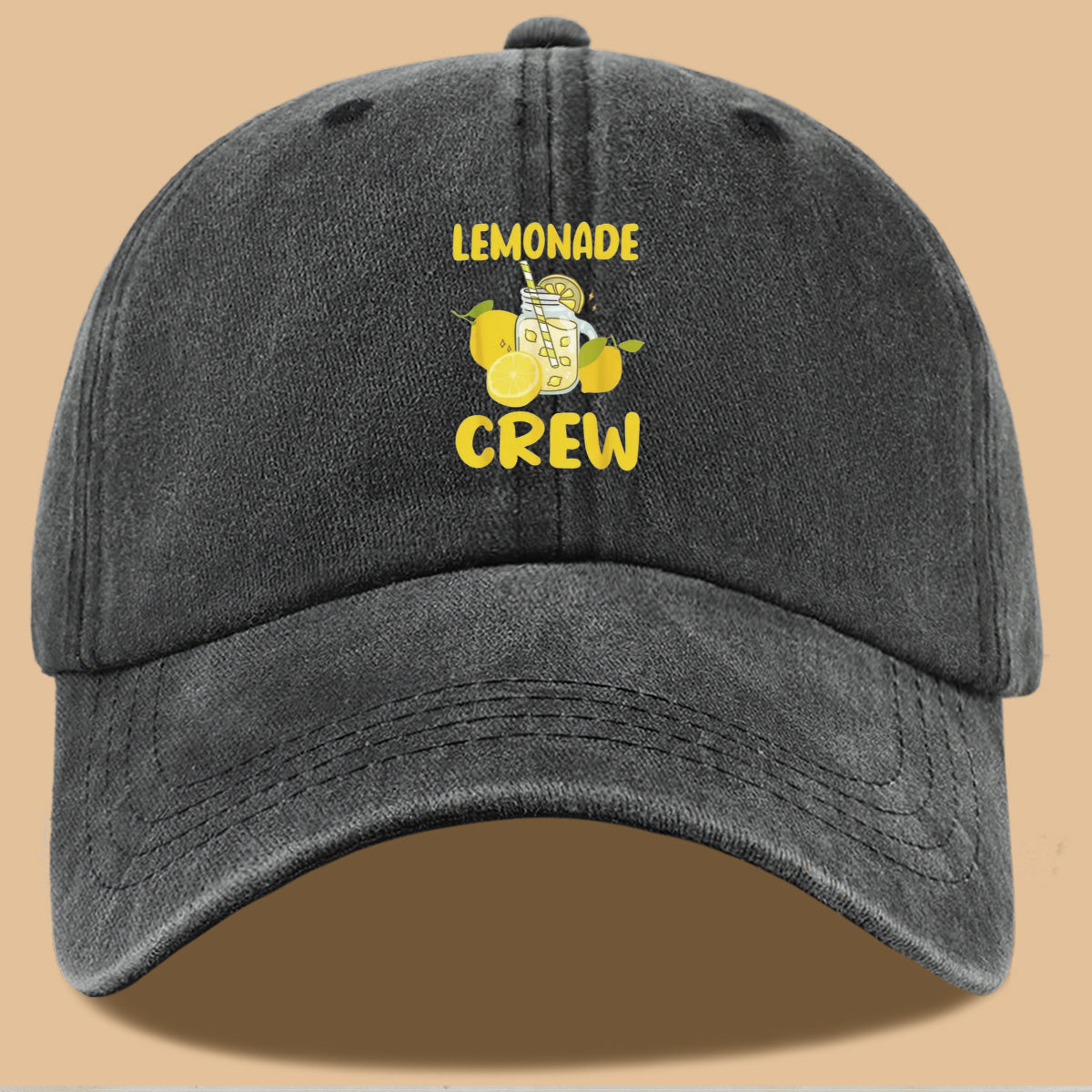 1pc Lemon-Themed "LEMONADE CREW" Printed Baseball Cap, Fresh Summer Style Sun Hat, Fashionable And Fun Design, Unisex Duckbill Cap, Adjustable Size, Casual Outing Sun Hat, Bestie Gathering Bestie Hat, Couple Date Couple Hat, Suitable for Picnics