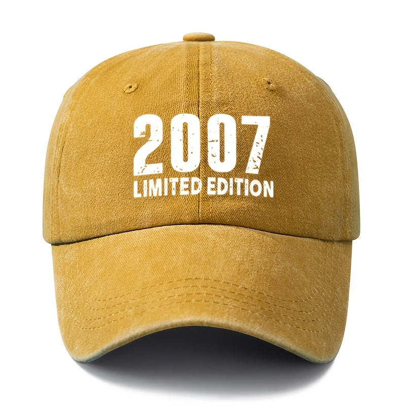 A 2007 LIMITED EDITION Unisex Fashionable and Versatile Printed Baseball Cap, Featuring a Classic Vintage Washed Outdoor Lightweight Curved Brim. This Trucker Baseball Cap Is Suitable for Casual Occasions Such as Outdoor Vacations