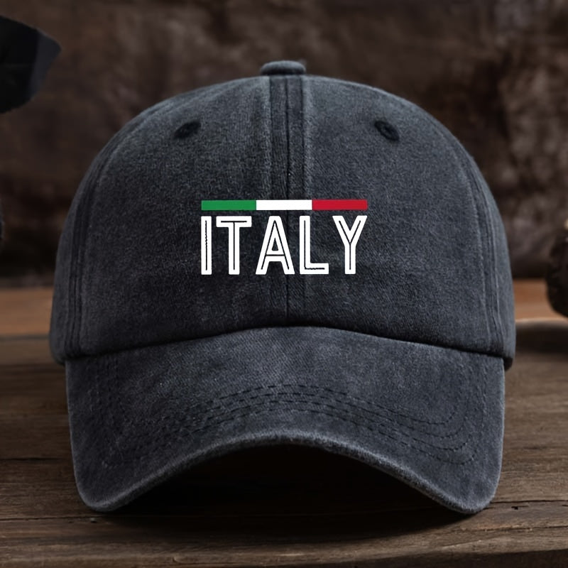 A Stylish And Adaptable Baseball Cap with a Fun Italian Letter Print, Perfect for Outdoor Activities for Men