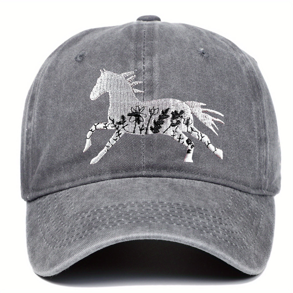 Unisex Adjustable Baseball Cap with Retro Running Horse Design, a Summer Must-Have