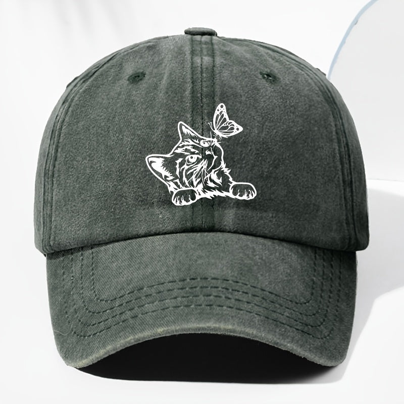 Unisex Animal Print Washed Vintage Baseball Cap, Fashionable Sun Outdoor Hat for Men and Women, Adjustable Trucker Hat Suitable for All Seasons and Daily Wear