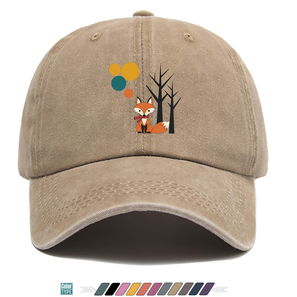 1pc Cartoon Fox Wearing Red Scarf Print Baseball Cap Colorful Geometric Background Sun Hat Fashionable And Beautiful Unisex Duck Tongue Cap Adjustable Size Casual Travel Hat Street Trendsetter Essential Suitable for Daily Wear, Shopping, Travel