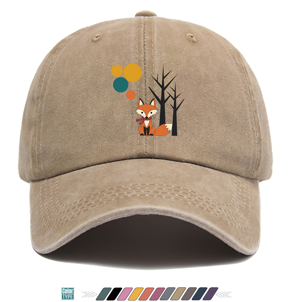1pc Cartoon Fox Wearing Red Scarf Print Baseball Cap Colorful Geometric Background Sun Hat Fashionable And Beautiful Unisex Duck Tongue Cap Adjustable Size Casual Travel Hat Street Trendsetter Essential Suitable for Daily Wear, Shopping, Travel