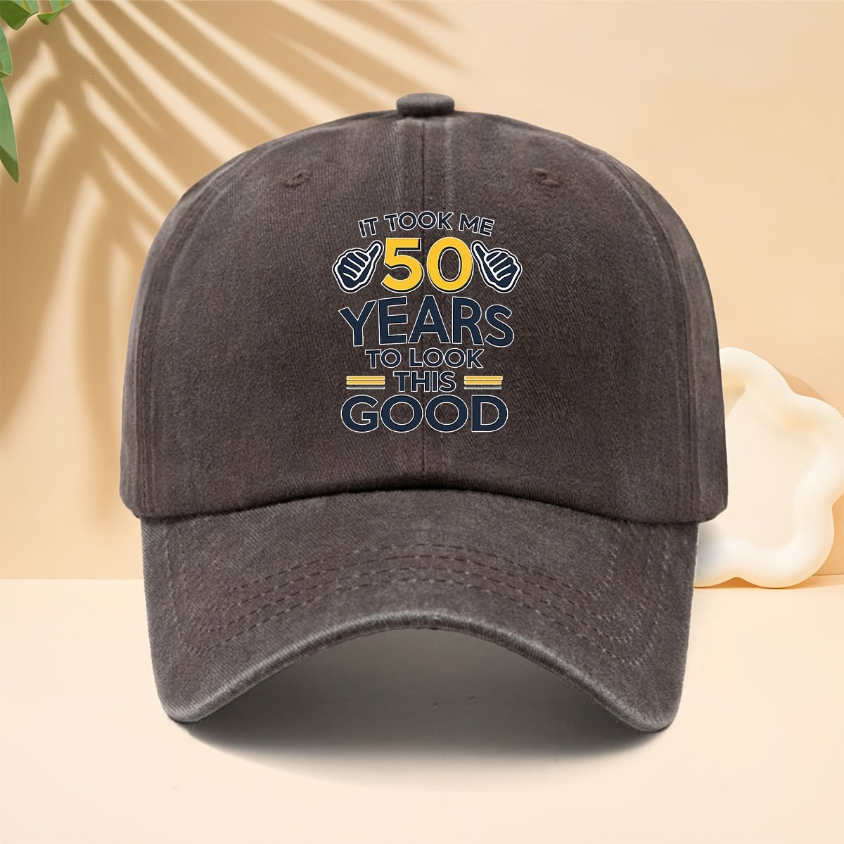 50Th Birthday Commemorative Washed Baseball Cap Self-Deprecating Humorous Slogan Distressed Dad Hat Retro Distressed Soft Top Hat Trucker Cap Casual All-Match Can Be Party Gift Or Wearable Item Making The Birthday Star The Center of Attention Daily