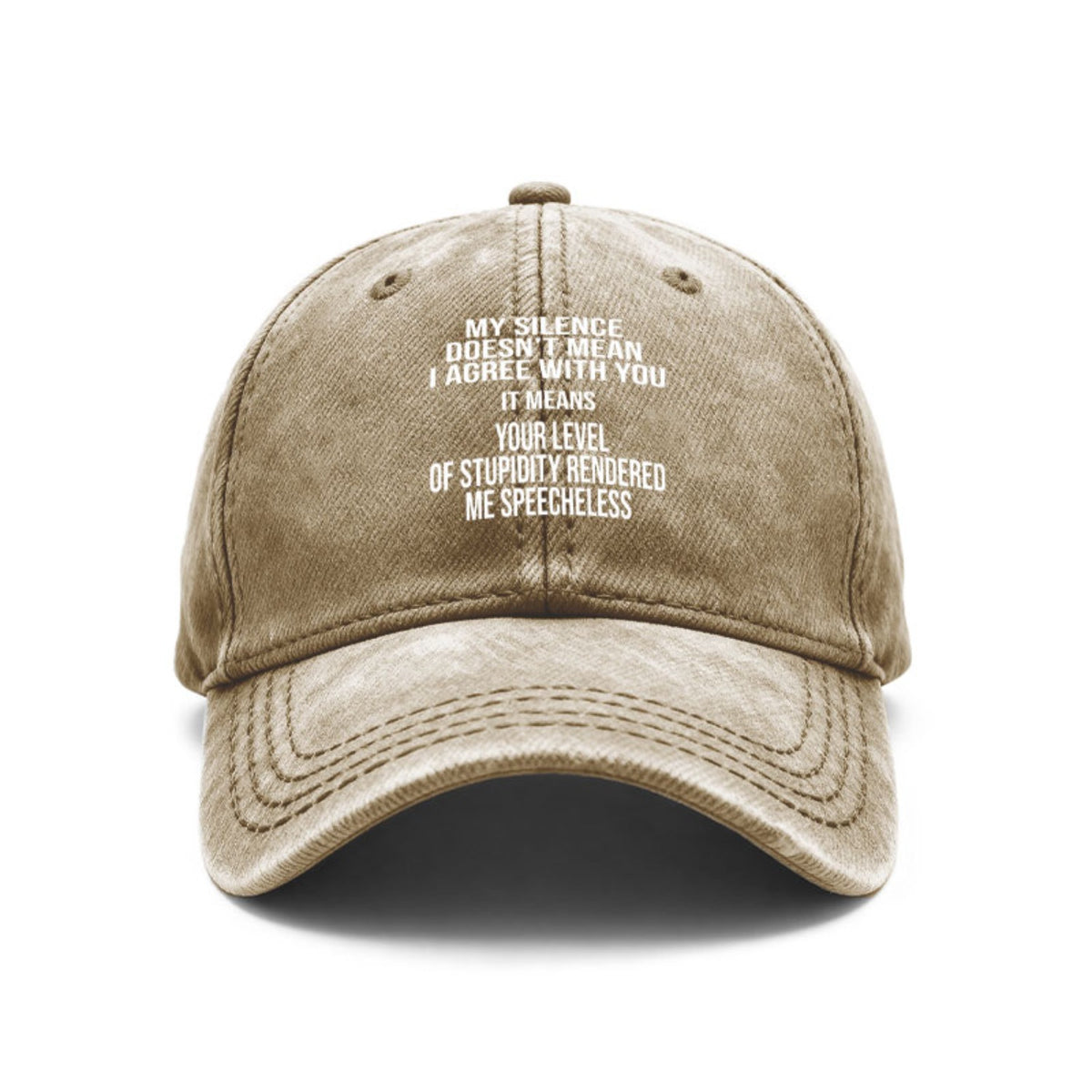 1pc Fun Quote Baseball Cap, Unisex- Adjustable Vintage Washed Neutral Hat with the Words "My Silence Does Not Mean I Agree" Printed on It, Machine Washable, Suitable for All Seasons, a Humorous Design, Perfect for Various Activities