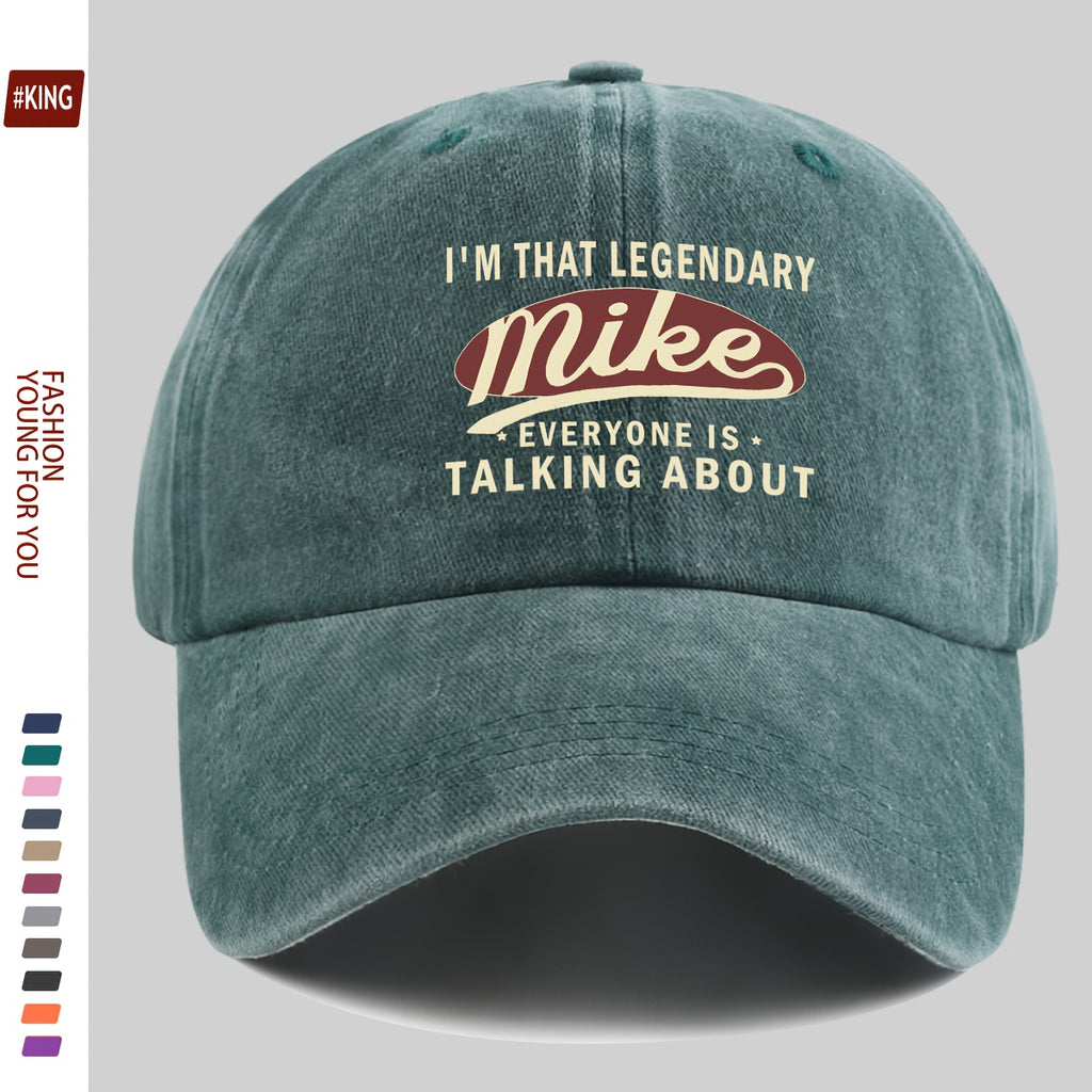 1pc Vintage Trucker Hat with "I'M That Legendary Mike" Print - Adjustable Snapback Baseball Cap, Lightweight And Breathable, Suitable for Outdoor Activities, Fishing, Hiking