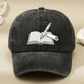 Vintage Open Book Pen Cap with Book & Pen Design - Unisex Writer Style Hat, Machine Washable Closure, Suitable for Casual Streetwear, Book Lovers Gift, Writers Accessory, Retro Writing