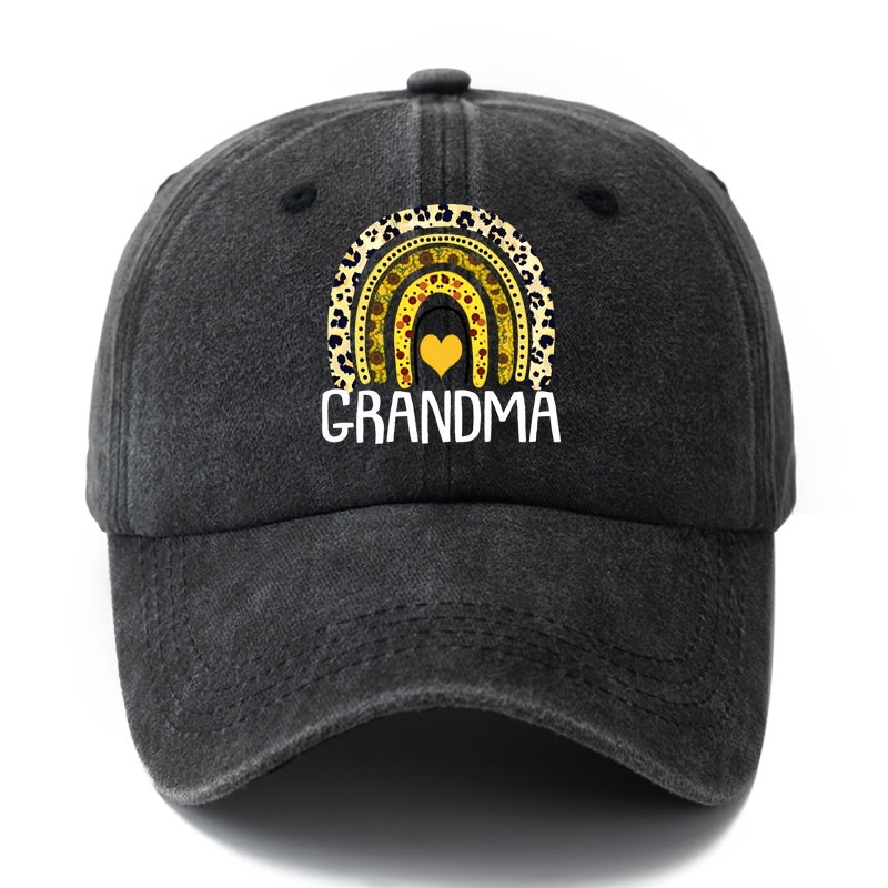 Unisex Fashion Versatile Printed Leopard Rainbow Grandma Baseball Cap, Classic Retro Washed Outdoor Lightweight Curved Brim Hat, Trucker Cap, Suitable for Outdoor Vacation Travel Camping And Casual Occasions, Holiday Party Hip-Hop Hat