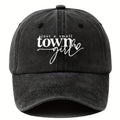 Unisex Adjustable Baseball Cap - "Just A Small Town" Letter Print, 100% Polyester Vintage Washed Style Outdoor Fishing Sun Hat, Suitable for Casual Wear And Sun