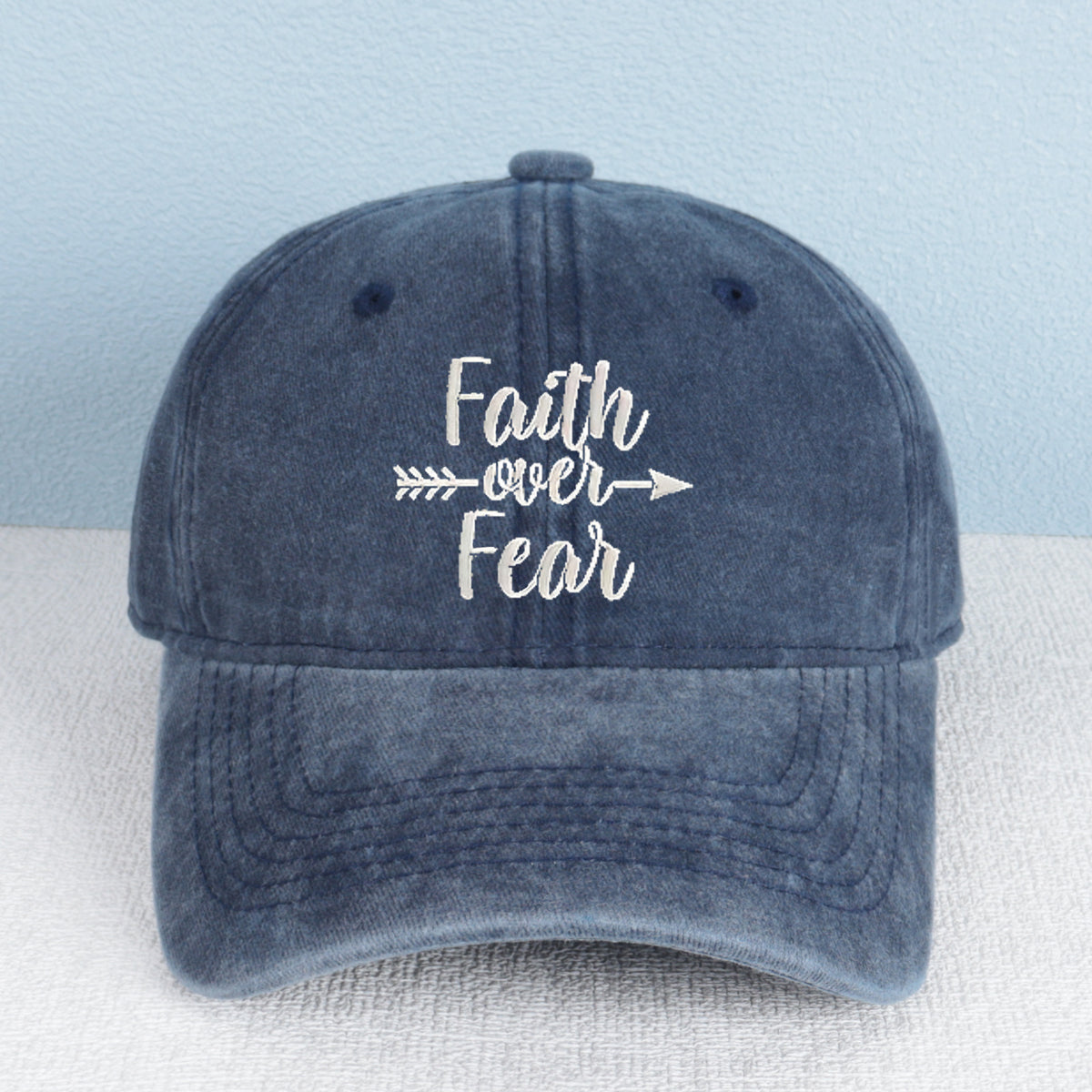 Faith Over Fear Baseball Cap - Vintage Washed Cotton Adjustable Christian Hat, Unisex, Breathable And Lightweight Design with Buckle Closure, Multiple Color Options, Suitable for Outdoor Sports And Casual Wear, New Year Accessory, Details