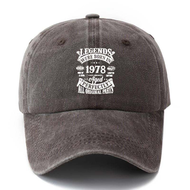 Unisex, Fashionable And Versatile Printed S 1978 Baseball Cap, Classic Retro Washed Outdoor Lightweight Curved Brim Cap, Suitable for Outdoor Vacations, Travel, Camping, And Other Casual Occasions, Hip-Hop Cap for Holiday Parties, Casual Cap