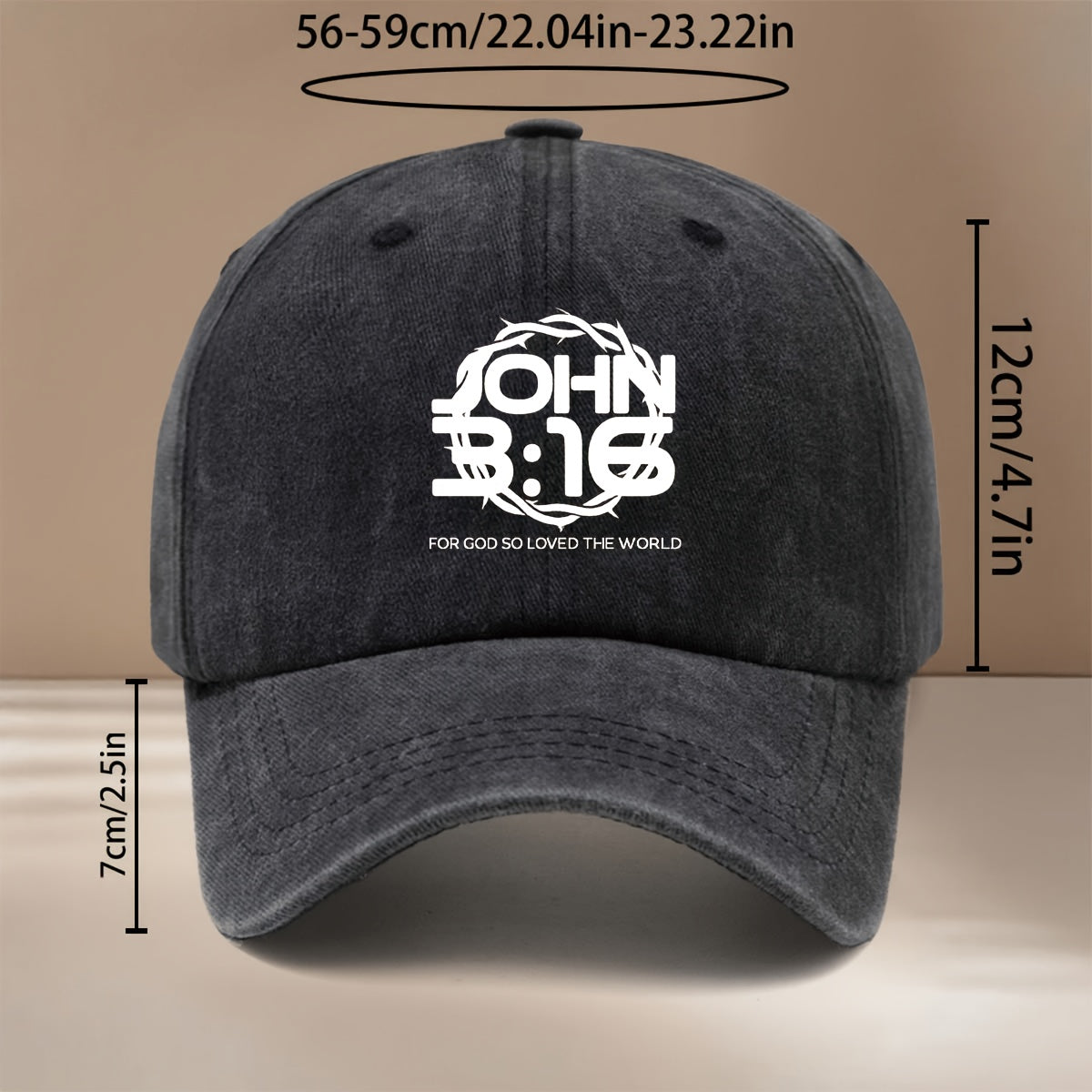 A Baseball Cap Featuring The Text JOHN 3:16, Designed in a Easy And Lightweight Style Suitable for Both Men And Women. This Hip-Hop Duckbill Cap Is Perfect for Vacations, Gatherings, And Camping