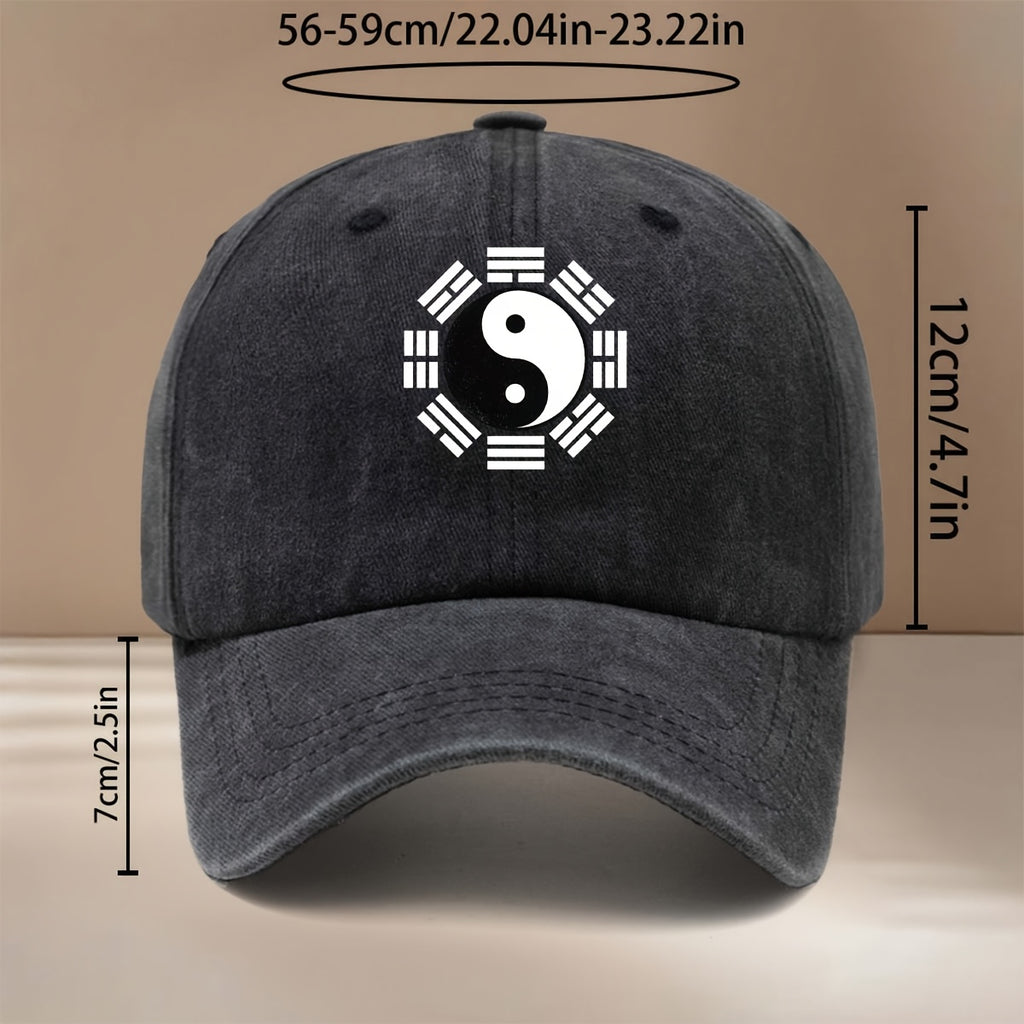 Men' & Women' Tai Chi Bagua Print Baseball Cap - Duckbill Trucker Hat with Yin-Yang Martial Arts, Curved Brim Suitable for Outdoor, Hip-Hop, All-Season Casual Wear, Taiji Training