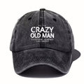 Casual Washed Cotton Printed Cap, Perfect for Home Use, Outings, Or As a Gift, an Ideal Choice for Holidays Such As New Year And Valentine'S Day, Fun Baseball Cap with Crazy Old Man Pattern, Men'S Style