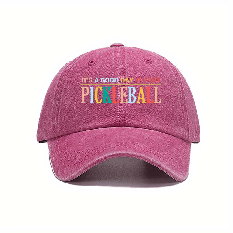 Vintage Washed Baseball Cap - Adjustable Dad Hat with The Print "Today Is a Great Day for Pickleball, " a Gift for Pickleball Enthusiasts, Unisex, Suitable for Sports And Casual Outings, Pickleball Games - Vintage Baseball Cap