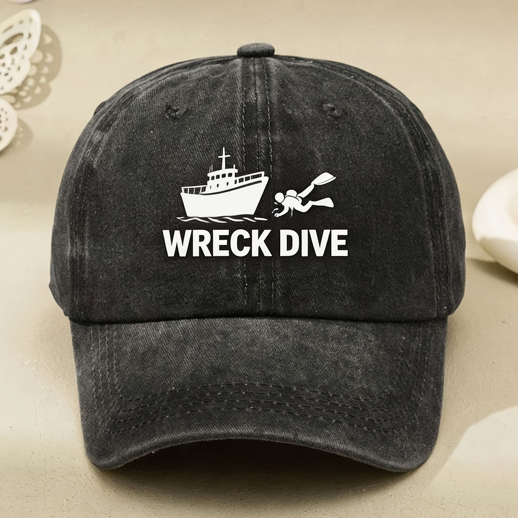 Wreck Dive Vintage Scuba Cap - Unisex Baseball Hat with Print & Wreck, Machine Washable Suitable for Outdoor Adventures, Scuba, Casual Streetwear Gift for Divers and Enthusiasts