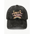 Unity Wins Rainbow Heart Vintage Washed Baseball Cap for Men & Women - Retro Multicolor Cap with Unity Wins, Machine Washable, Adjustable Pull String Closure, Casual Streetwear Gift Suitable for Parties, Casual Attire, Anniversary