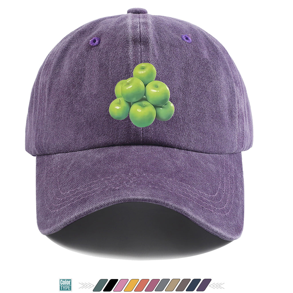 1pc Green Apple Print Baseball Cap for Men & Women - Adjustable Unisex Hat with Stacked Apple, Suitable for Outdoor, Travel, Parties, Casual Wear - Fresh, Holidays, Anniversaries - Apple-Themed Cap