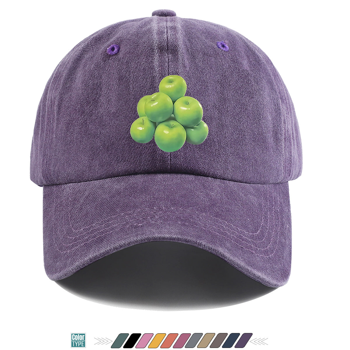 1pc Green Apple Print Baseball Cap for Men & Women - Adjustable Unisex Hat with Stacked Apple, Suitable for Outdoor, Travel, Parties, Casual Wear - Fresh, Holidays, Anniversaries - Apple-Themed Cap