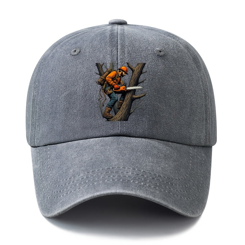 A Unisex Fashion All-Match Printed Lumberjack Baseball Cap, Classic Retro Washed Outdoor Lightweight Curved Brim Hat, Trucker Baseball Cap, Suitable for Outdoor Vacation Travel Camping And Other Leisure Occasions, Holiday Party Hip-Hop Hat