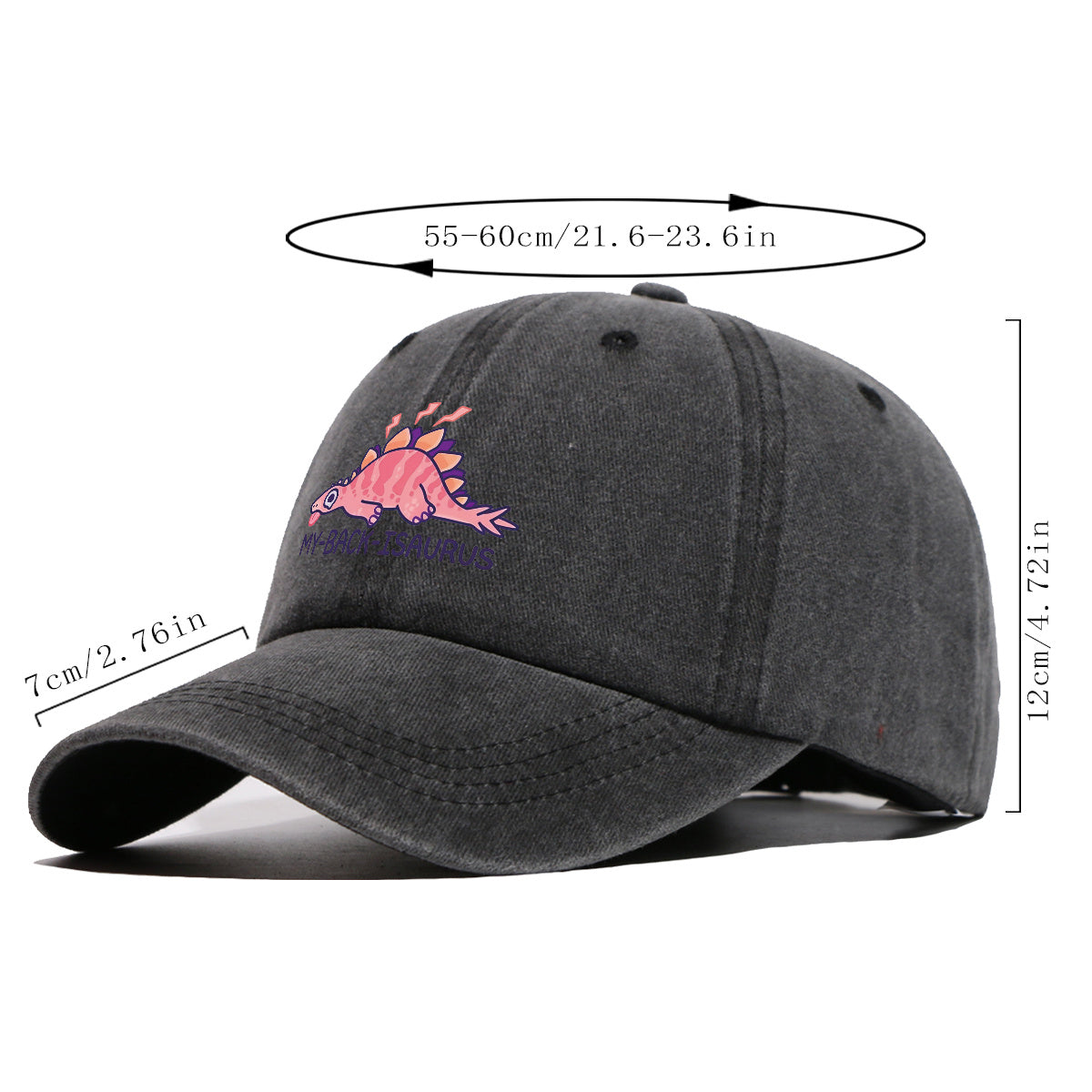 1pc Fun Cartoon Dinosaur "MY-BA-ISAURUS" Printed Baseball Cap, Comfortable Breathable Sun Hat, Fashionable Cute Trendy Unisex Hat, Adjustable Size, Friend Casual Hat, Couple Outing Hat, Suitable for Daily Wear, Shopping, Outdoor, Parties, Camping
