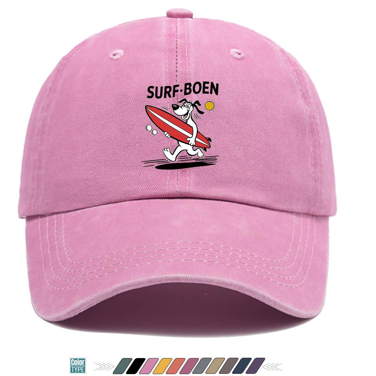 1pc Surfing Dog Fun Print Baseball Cap, Comfortable Breathable Sun Hat, Fashionable Individual Aesthetic Unisex Cap, Adjustable Size Casual Street Hat, Beach Vacation Hat, Suitable for Surfing, Beach, Vacation, Party, Outdoor Sports