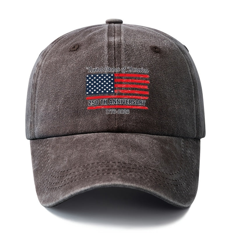 Special Baseball Cap for the 250th Anniversary of the Founding of the United States, a Unisex, Fashionable and Versatile Printed Cap with a Sense of History. Classic Retro Washed Outdoor Lightweight Curved Brim Cap, Trucker Baseball Cap, Suitable for