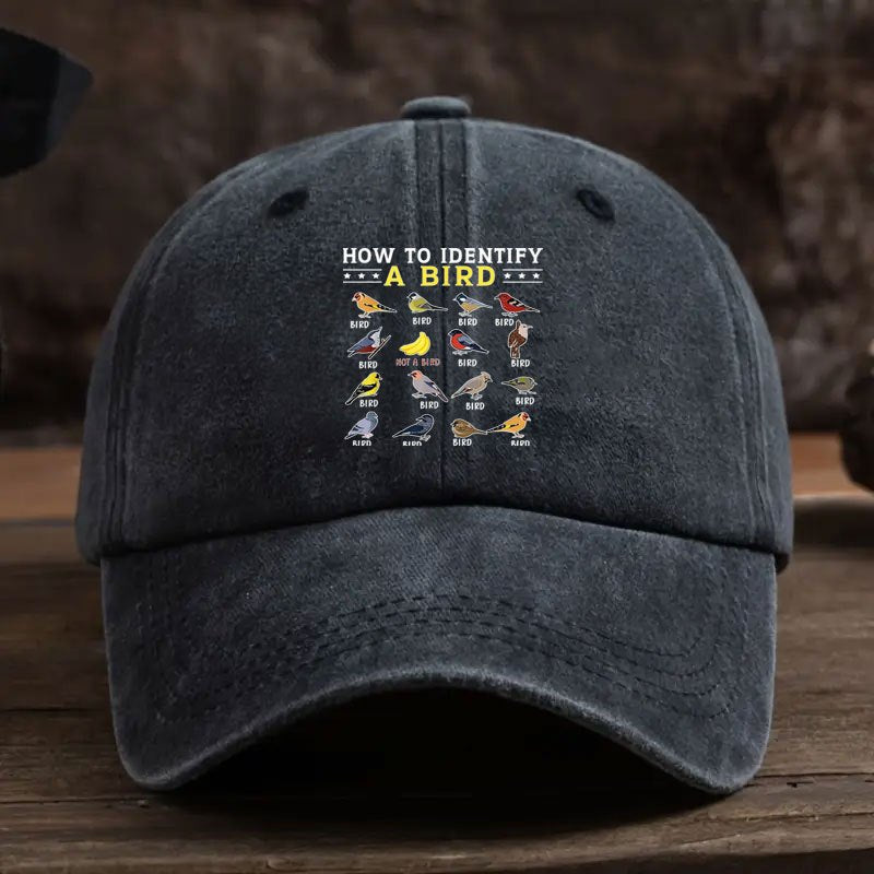 Vintage Washed Distressed Baseball Cap with Bird Print & Curved Brim - Suitable for Outdoor Activities, Fishing, Camping, Casual Wear, Suitable for Park Strolls, Curved Visor Hat for and Daily Use