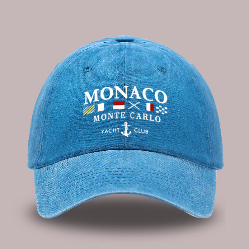 1pc New Baseball Cap, Monaco Monte Carlo Yacht Club Printed Design, Unisex Adjustable Size, Suitable for Outdoor Activities And Casual Wear, for Adults And Travel Enthusiasts