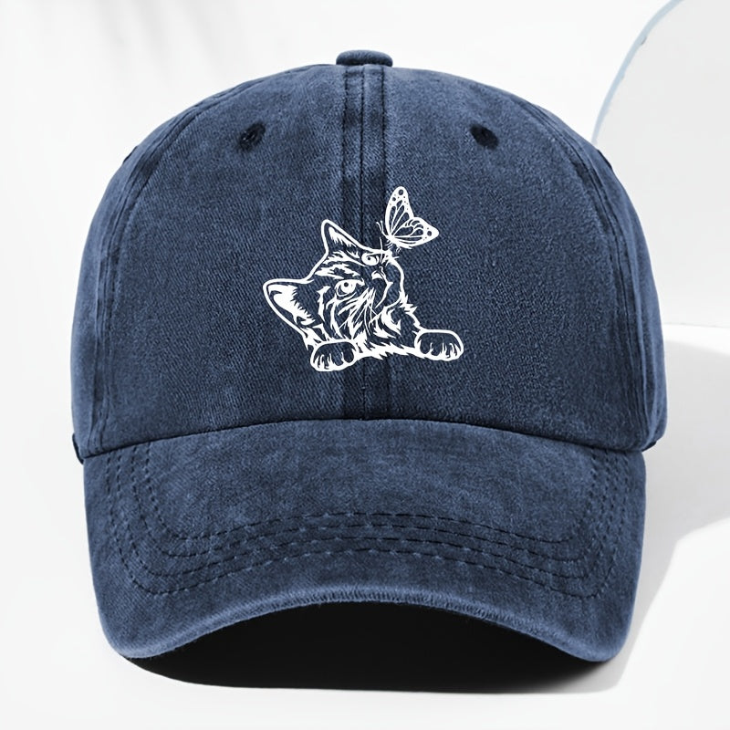 Unisex Animal Print Washed Vintage Baseball Cap, Fashionable Sun Outdoor Hat for Men and Women, Adjustable Trucker Hat Suitable for All Seasons and Daily Wear