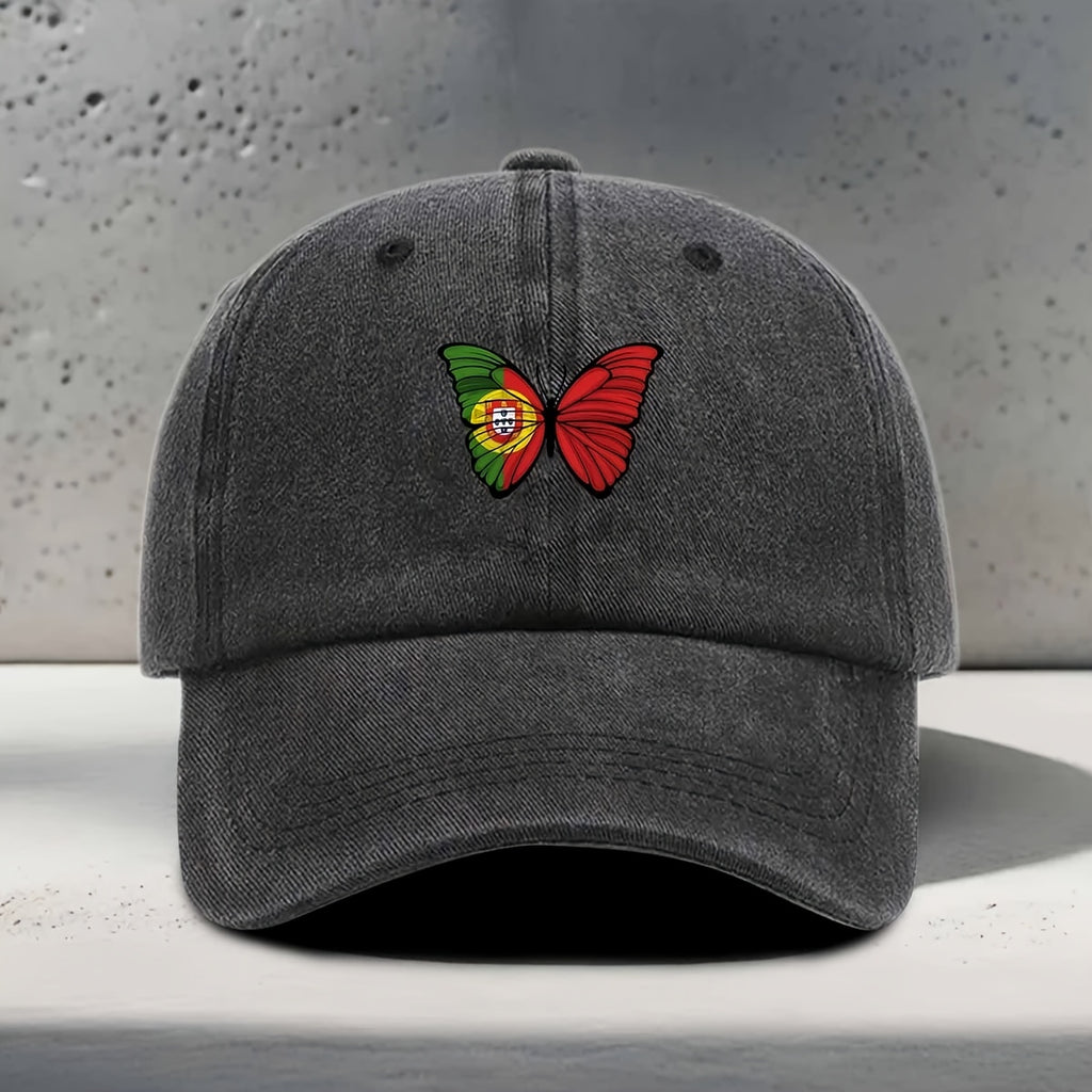 Women'S Baseball Cap Portuguese Flag Element Butterfly Print Classic Trendy Fashion Easy Unisex Dad Hat Travel Vacation Outdoor Sports Multi-Scene Matching Curved Brim Style Casual Lightweight Comfortable Non-Constricting Soft Top Hat
