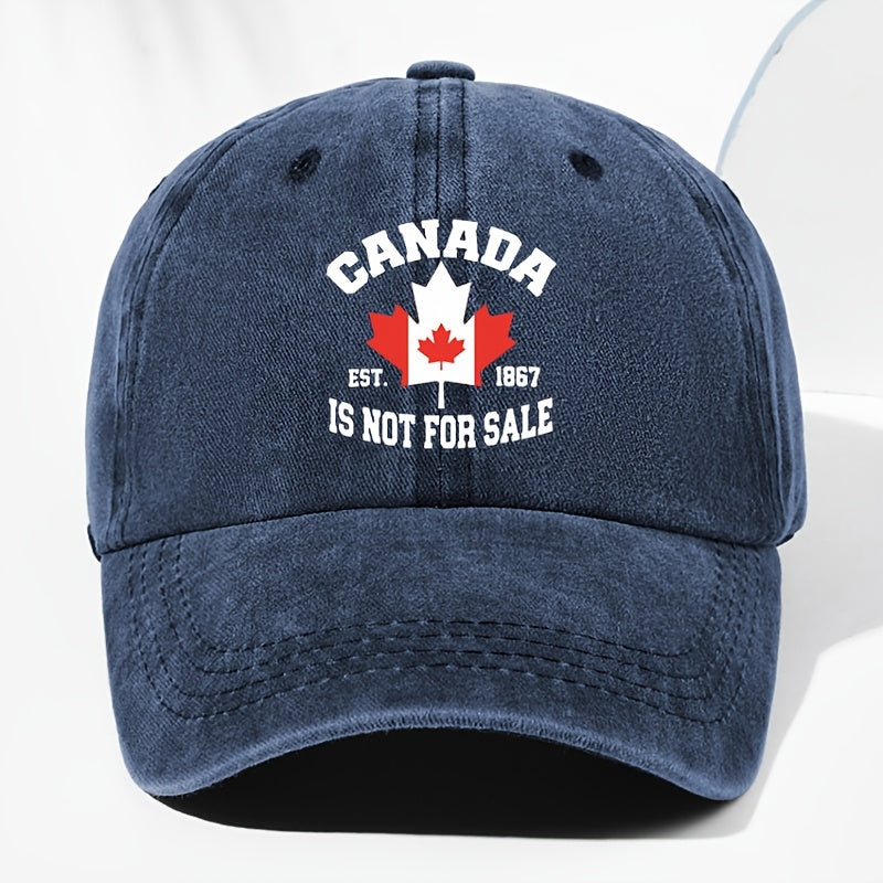 Unisex Canadian CANADA Maple Leaf Print Washed Vintage Baseball Cap, Fashionable Sun Outdoor Hat for Men and Women, Adjustable Trucker Hat Suitable for All Seasons and Daily Wear