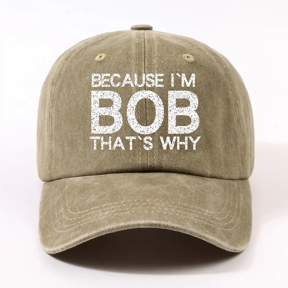 1 Fashion BOB Letter Embroidered Trendy Baseball Cap Unisex Outdoor Adjustable Dad Hat Street Cycling Face Slimming Versatile Curved Brim Baseball Cap