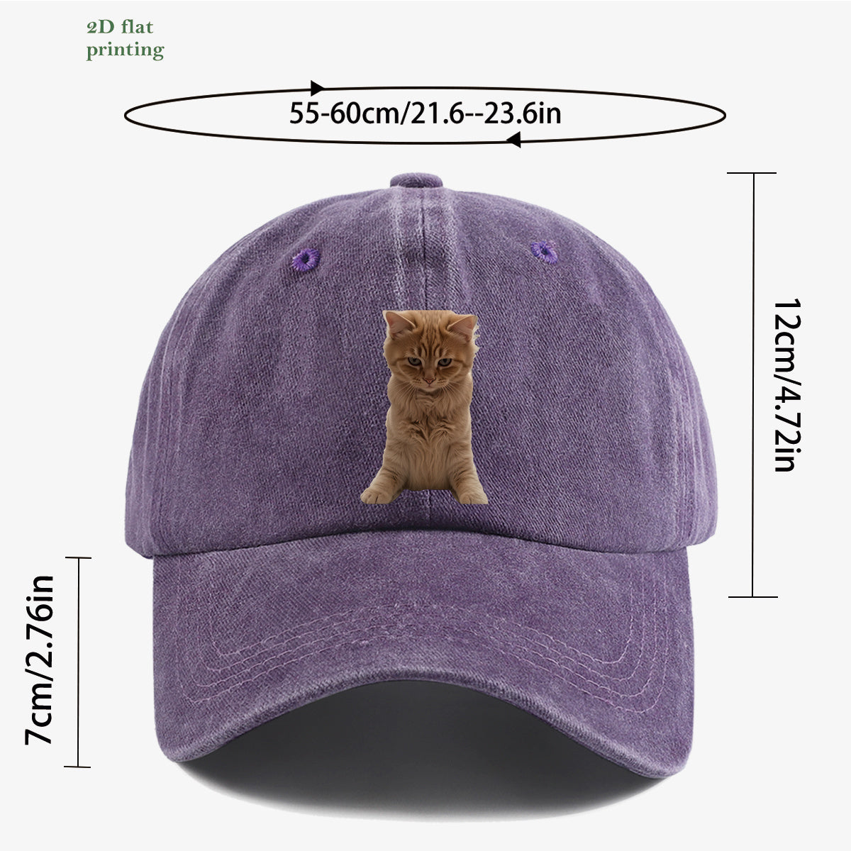 1pc Orange Tabby Cat Squatting Front Print Baseball Cap, with Round Eyes Slightly Squinted, Giving Off a "I'm Noble" Meme Vibe. A Must-have for Daily Outings, Café Visits, and Citywalks to Create a Stylish Look. The Cap Shape Helps Flatter and Slim
