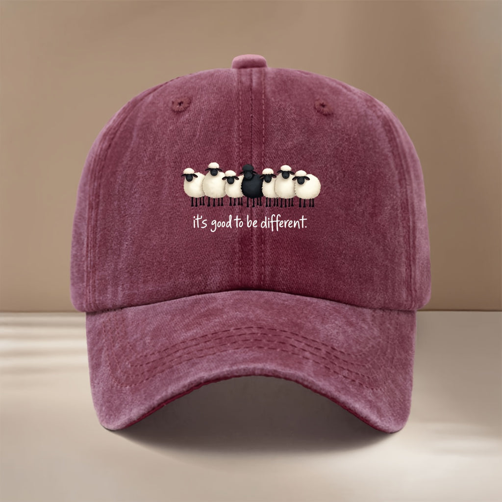 This Is a Baseball Cap with "it's Good to Be Different." Printed on It. It's a Stylish, Lightweight, and Adjustable Six-panel Hat Suitable for Both Men and Women. This  and Comfortable Snapback Cap Is Perfect for Outdoor Sports, Dinners